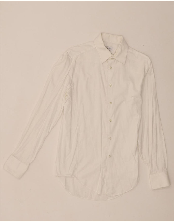 Camisa masculina Calvin Klein Slim Fit tamanho 15 algodão branco médio