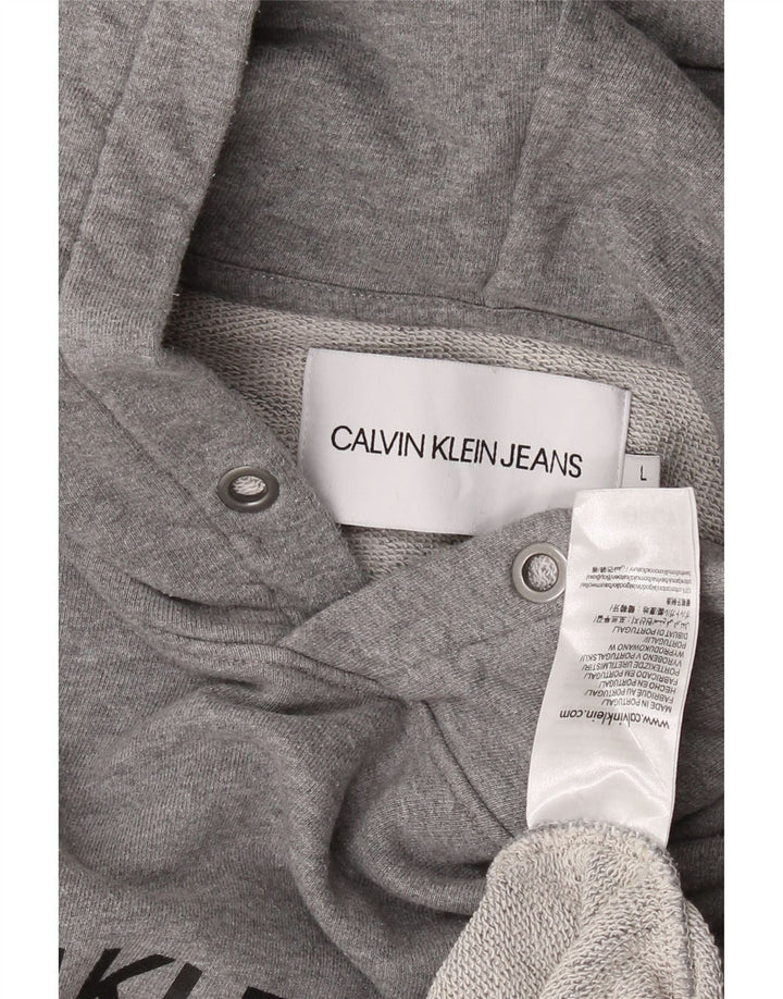 CALVIN KLEIN JEANS Mens Graphic Hoodie Jumper Large Grey Cotton Vintage Calvin Klein Jeans and Second-Hand Calvin Klein Jeans from Messina Hembry 