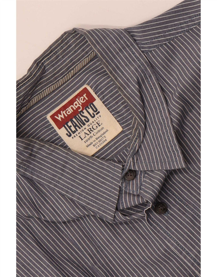 Camisa masculina Wrangler grande algodão listrado azul marinho