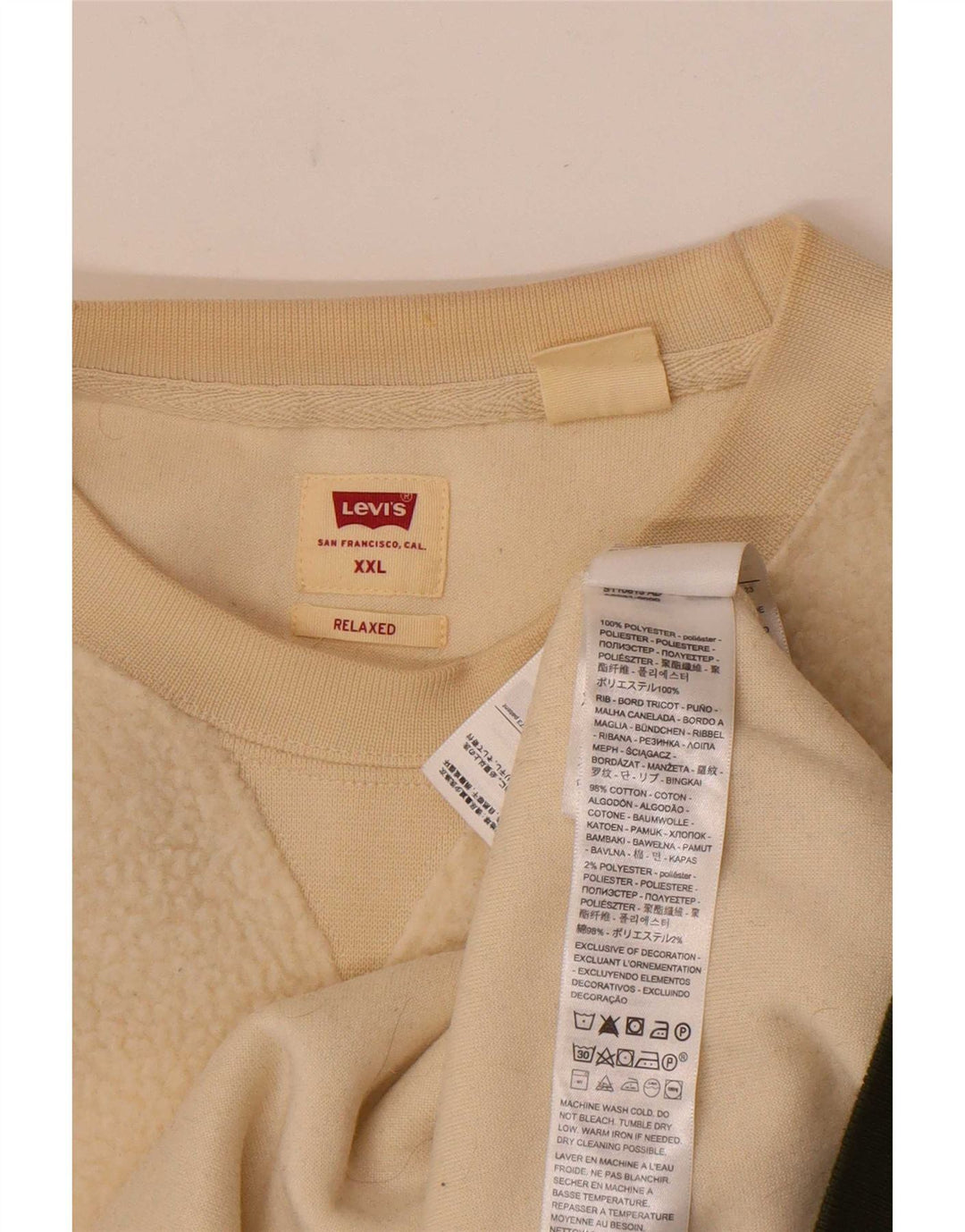 Suéter de lã masculino Levi's com ajuste relaxado 2XL poliéster listrado branco
