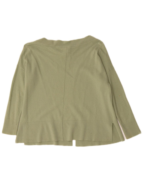 Suéter feminino Reiss com gola canoa grande Reino Unido 6 XS lã verde