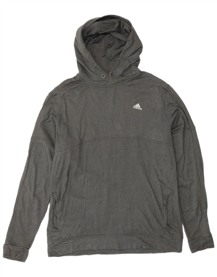 ADIDAS Mens Climawarm Hoodie Jumper XL Cinza Poliéster Manchado