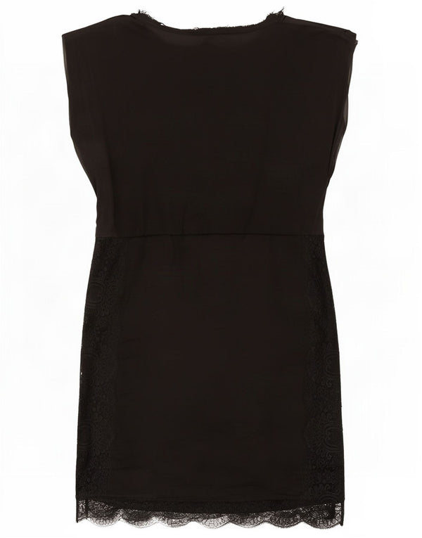 Vestido básico feminino sem mangas Zara UK 14 poliéster preto médio