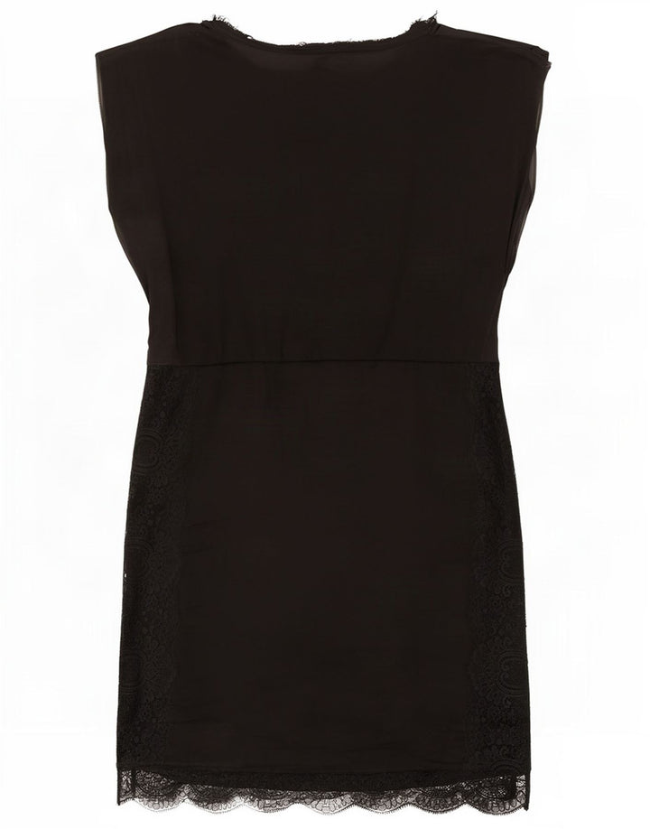 Vestido básico feminino sem mangas Zara UK 14 poliéster preto médio