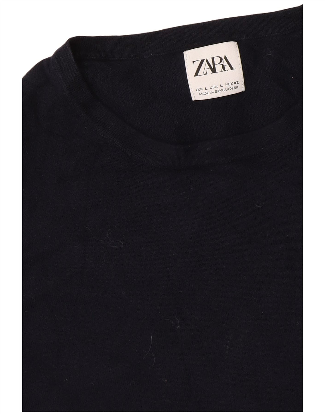 Zara Suéter masculino com gola redonda grande azul marinho
