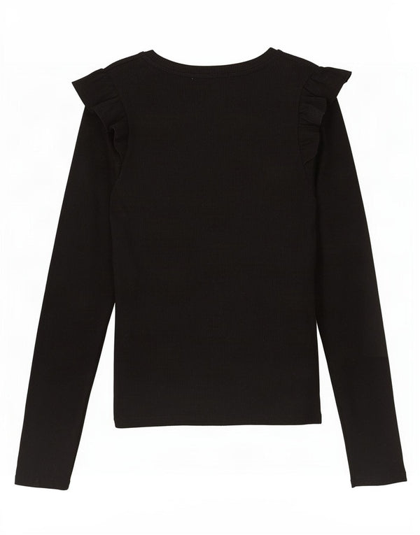 Zara Womens Trafaluc Top Manga Longa Reino Unido 12 Médio Preto