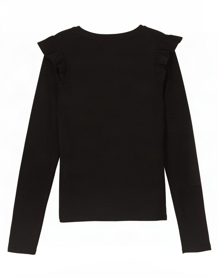 Zara Womens Trafaluc Top Manga Longa Reino Unido 12 Médio Preto