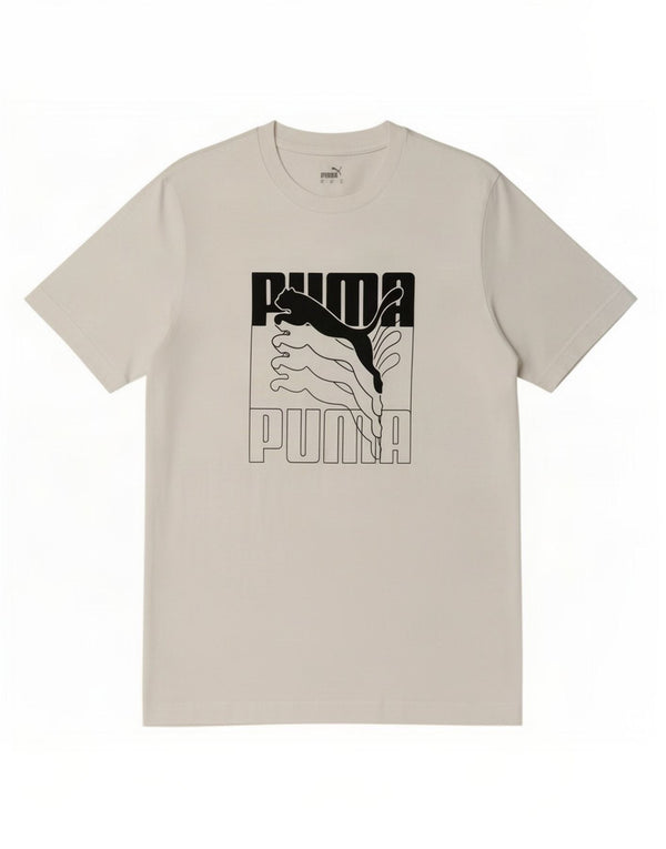 Puma Mens Graphic T-Shirt Top Pequeno Algodão Branco