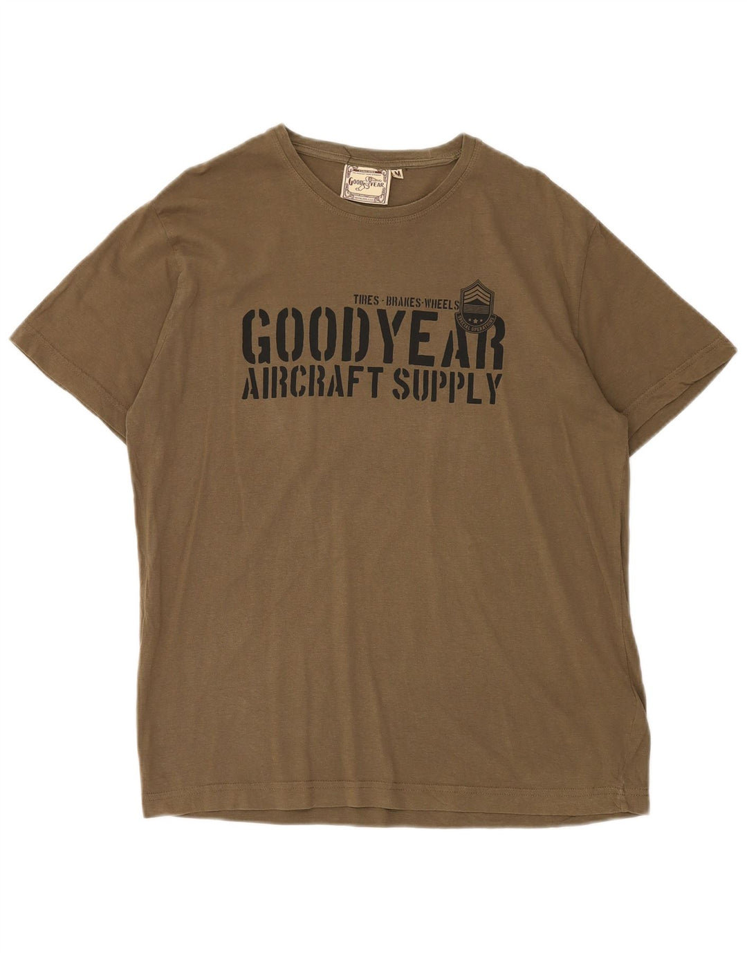 Camiseta gráfica masculina GOOD YEAR Algodão cáqui médio