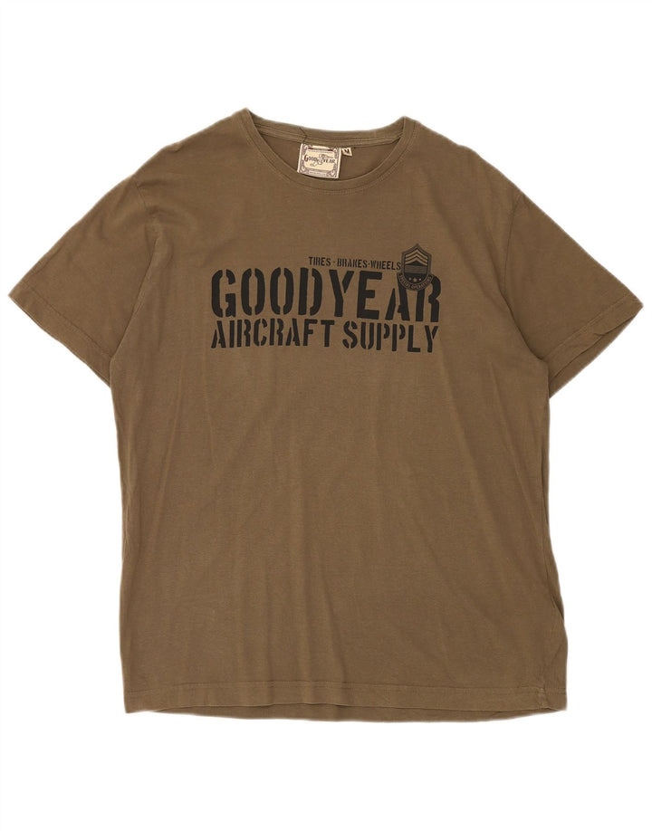 Camiseta gráfica masculina GOOD YEAR Algodão cáqui médio