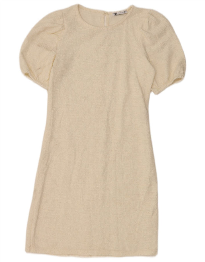 Vestido bainha feminino Zara Reino Unido 8 pequeno algodão branco