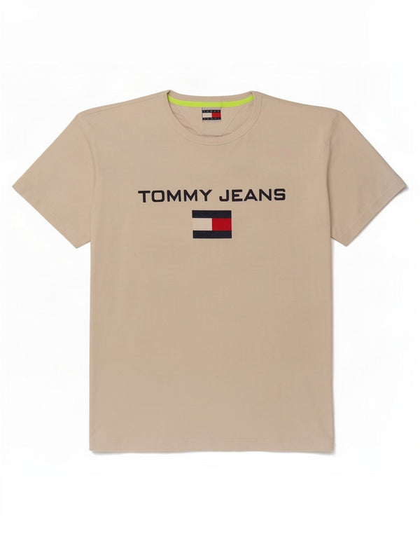 Camiseta masculina Tommy Hilfiger com estampa gráfica de algodão bege médio