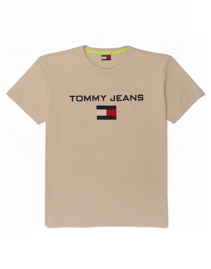 Camiseta masculina Tommy Hilfiger com estampa gráfica de algodão bege médio