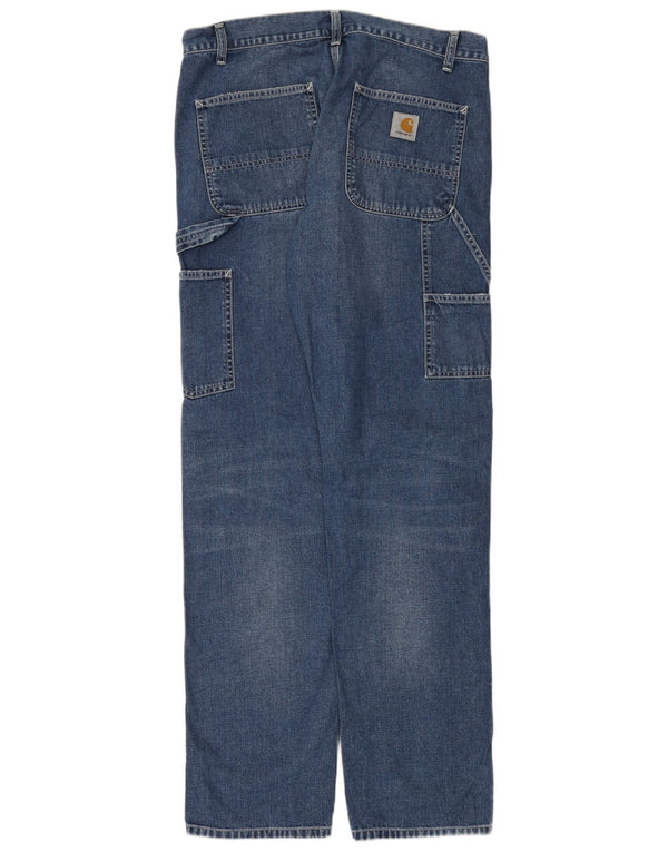 Carhartt Mens Wip Cargo Straight Jeans W34 L34 Azul Algodão