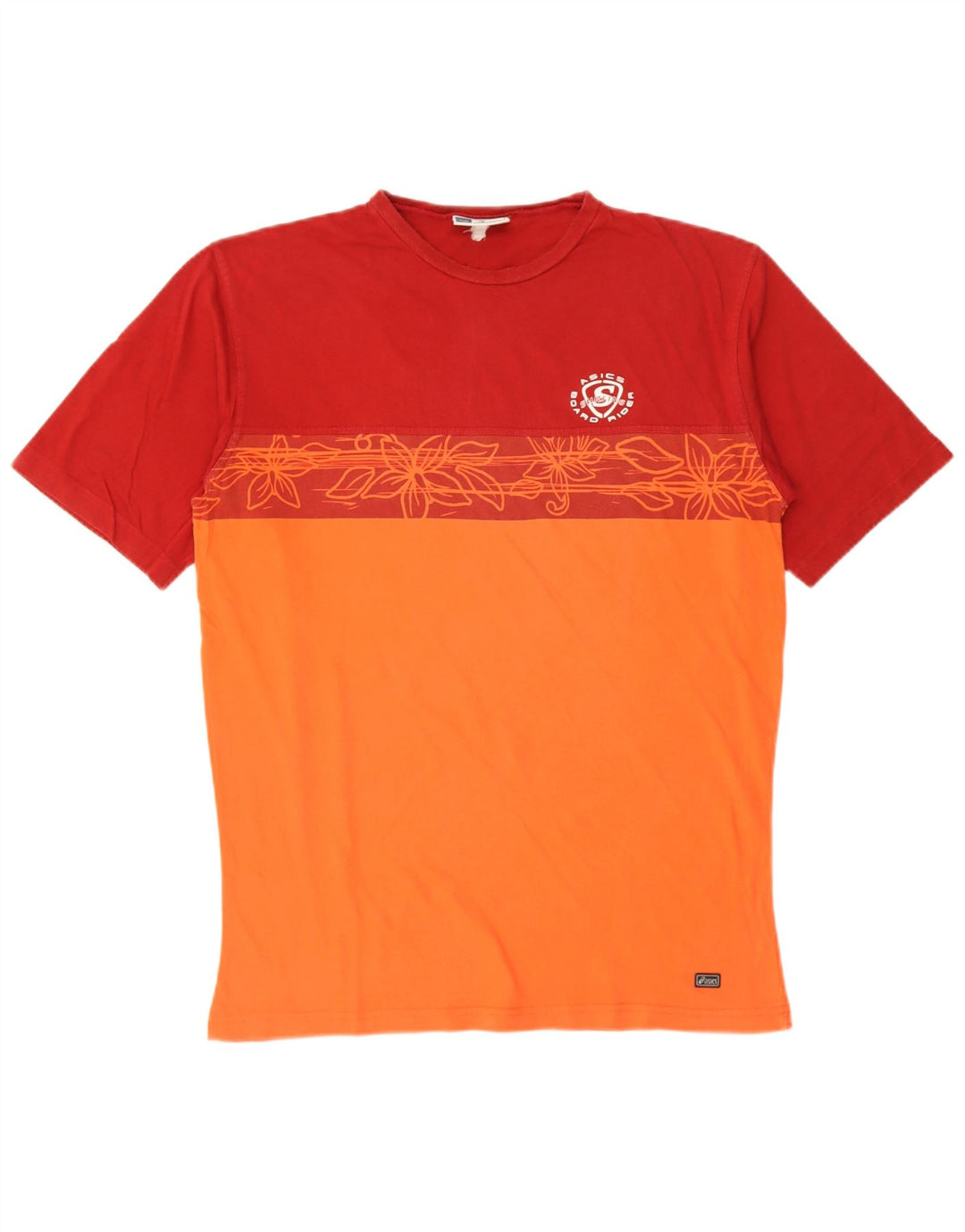 Camiseta gráfica masculina Asics Top grande bloco colorido laranja