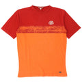 Camiseta gráfica masculina Asics Top grande bloco colorido laranja