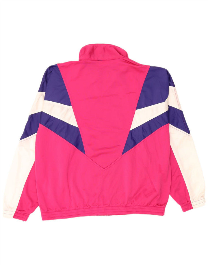 Ellesse Jaqueta feminina de agasalho UK 14 médio rosa colorblock retrô