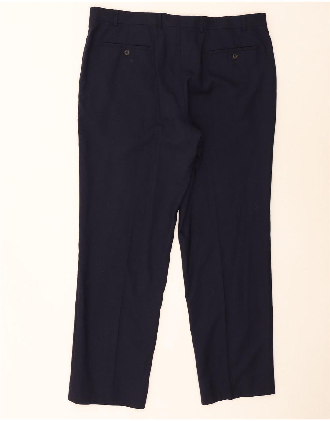 Calça masculina de ajuste regular Marks & Spencer W38 L31 lã azul marinho
