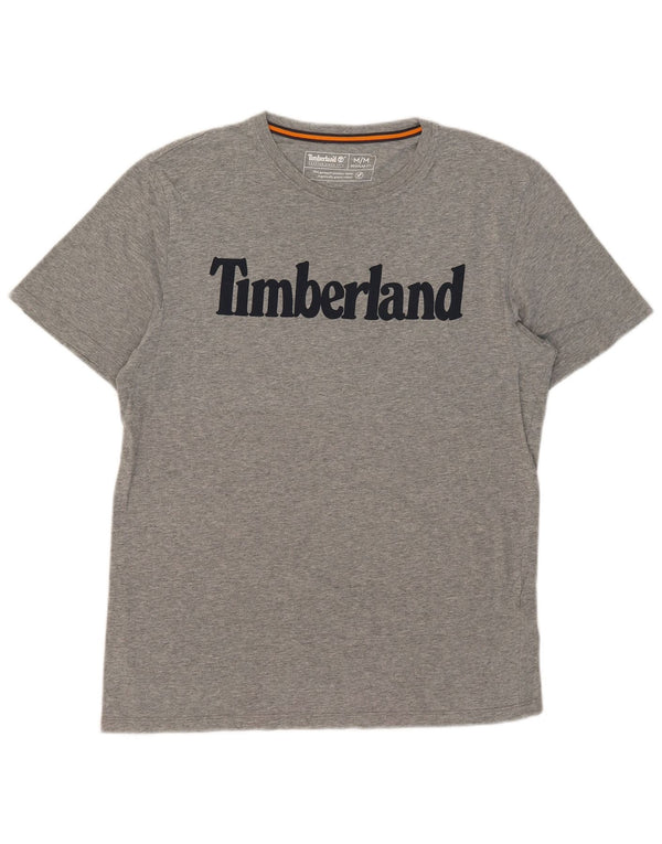 Camiseta masculina Timberland Regular Fit Graphic Top cinza médio algodão