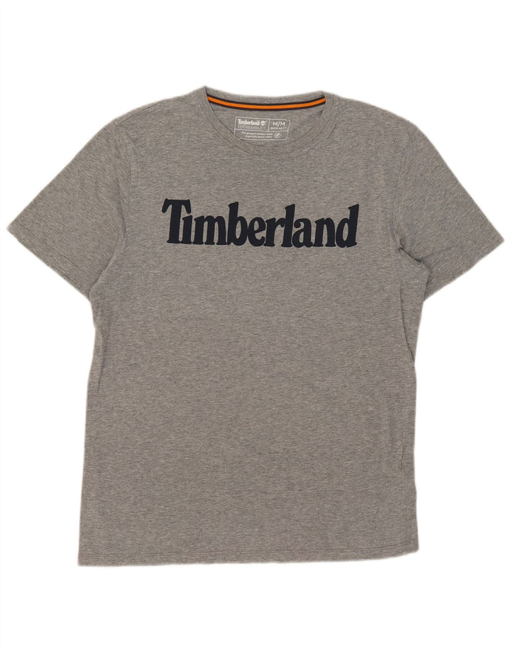 Camiseta masculina Timberland Regular Fit Graphic Top cinza médio algodão