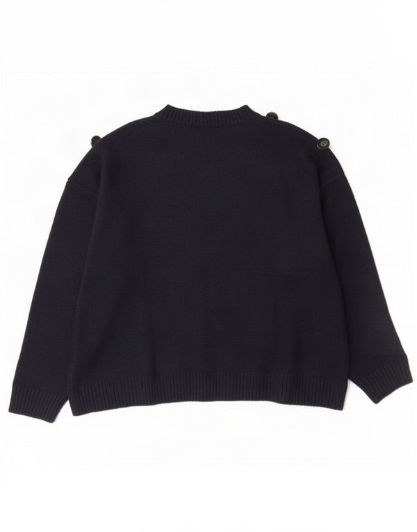 Marks & Spencer Womens Boat Neck Jumper Sweater UK 18 XL Navy Blue Spotted