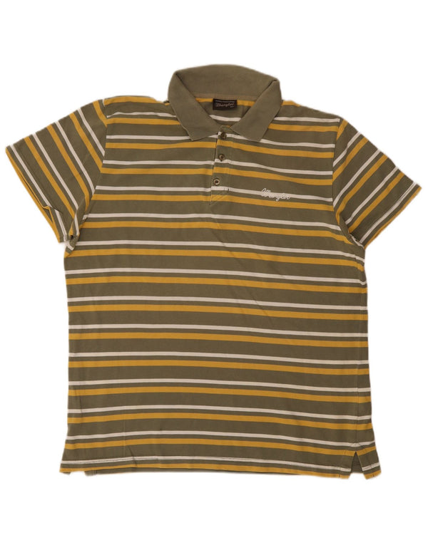 Camisa polo masculina Wrangler 2XL listrada cáqui
