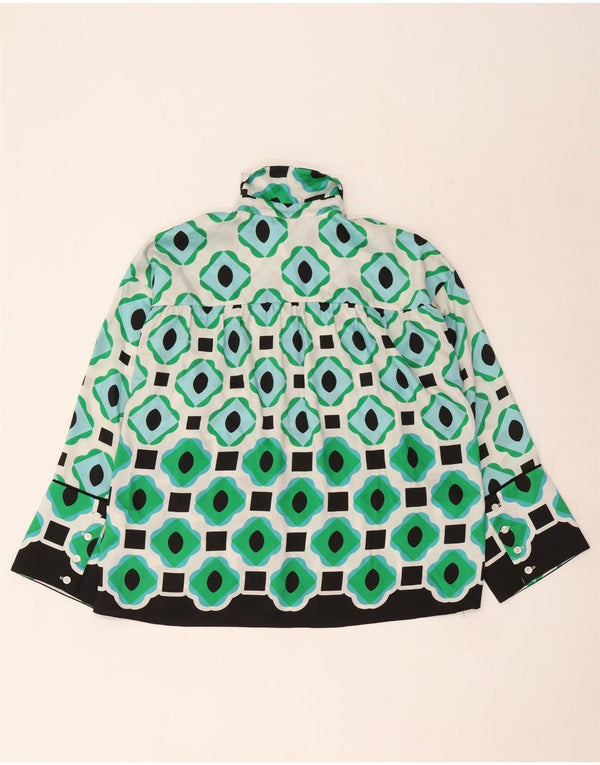 Blusa camisa oversized feminina Zara Reino Unido 6 XS poliéster geométrico verde