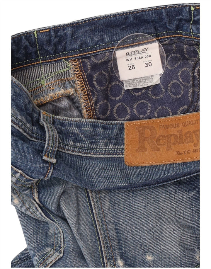 Replay Jeans Slim Feminino W26 L30 Azul Algodão