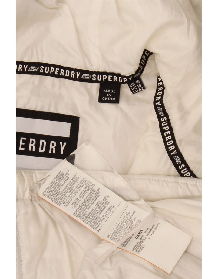 Jaqueta acolchoada com capuz feminina Superdry UK 14 grande bloco colorido branco