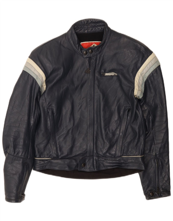 Jaqueta masculina de couro Racer Dainese IT 50 bloco colorido azul marinho médio