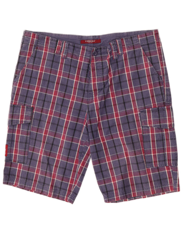 Carrera Mens Cargo Shorts W38 XL Azul Xadrez Algodão