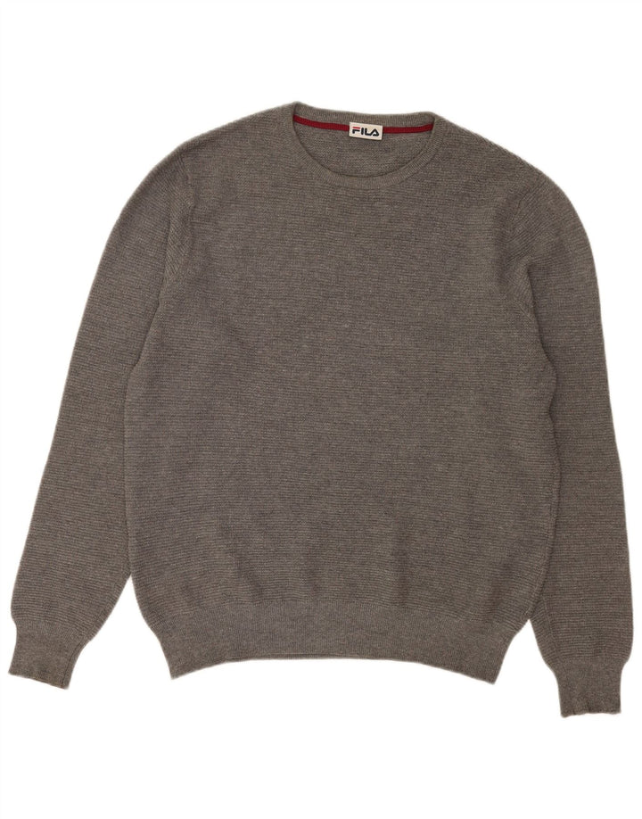 Suéter masculino Fila com gola redonda grande cinza