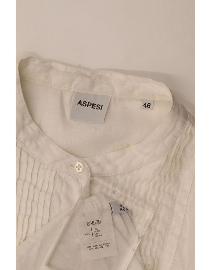 Camisa smoking feminina Aspesi IT 46 grande linho branco