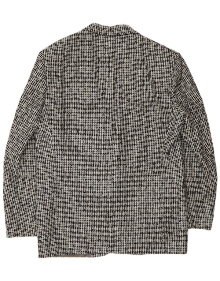 Jaqueta blazer masculina VINTAGE com 2 botões IT 50 grande poliéster xadrez cinza