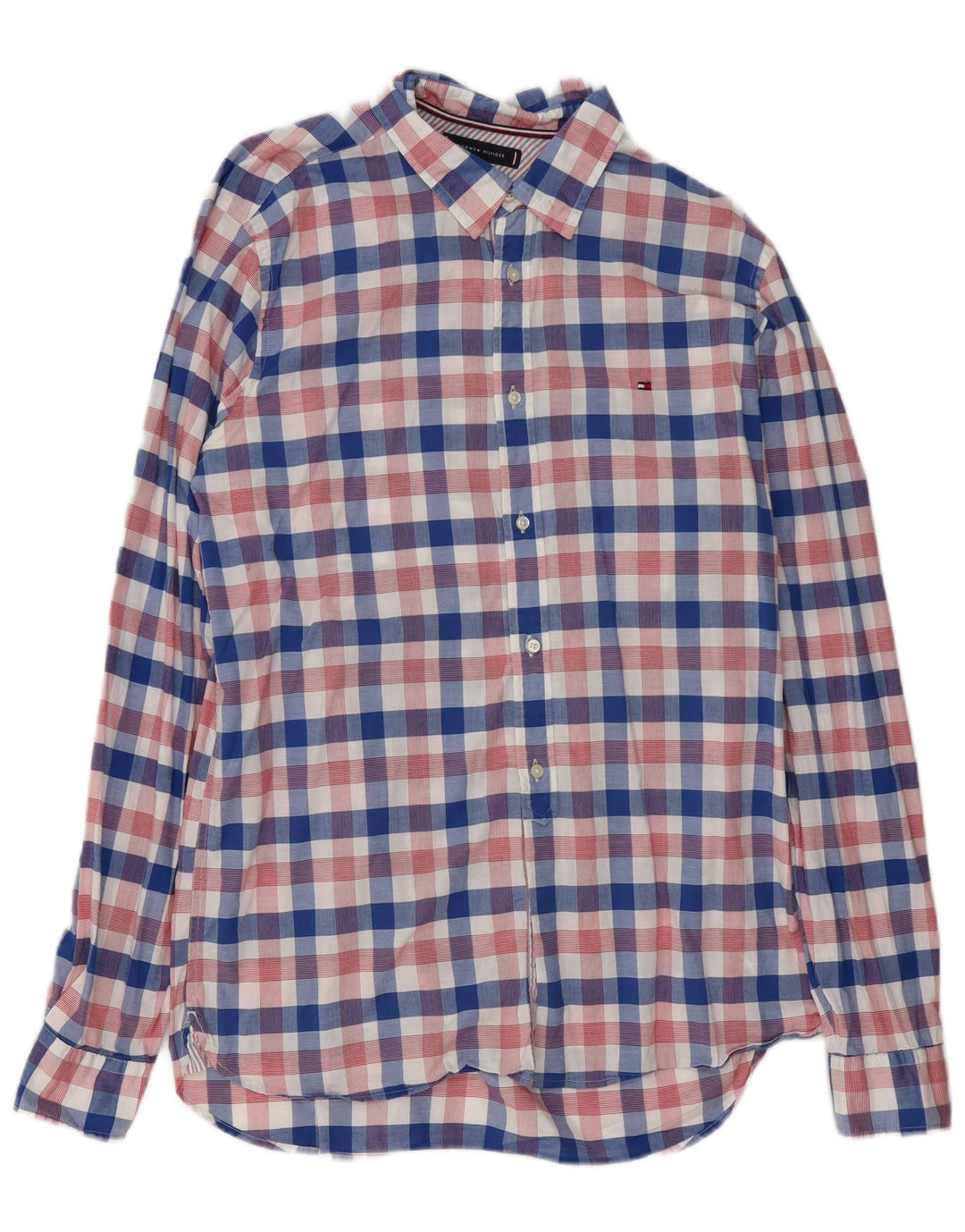 Tommy Hilfiger Camisa masculina Slim Fit grande algodão xadrez multicolorido