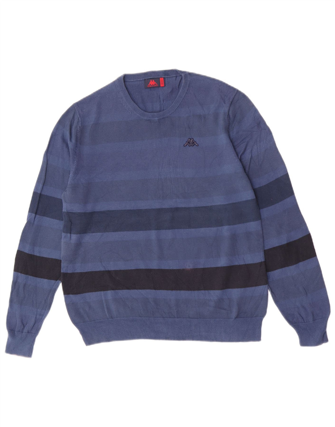 Suéter masculino Kappa com gola redonda e algodão listrado azul pequeno