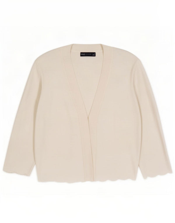 Suéter cardigã aberto feminino Marks & Spencer Reino Unido 12 viscose branca média