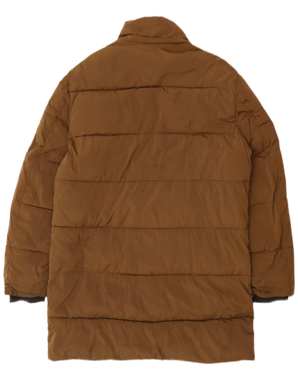 Casaco acolchoado masculino Zara UK 38 médio cáqui nylon motociclista