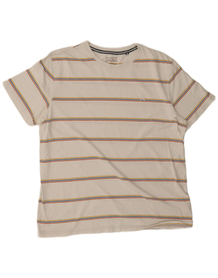 Camiseta masculina Fat Face Top XL algodão listrado branco
