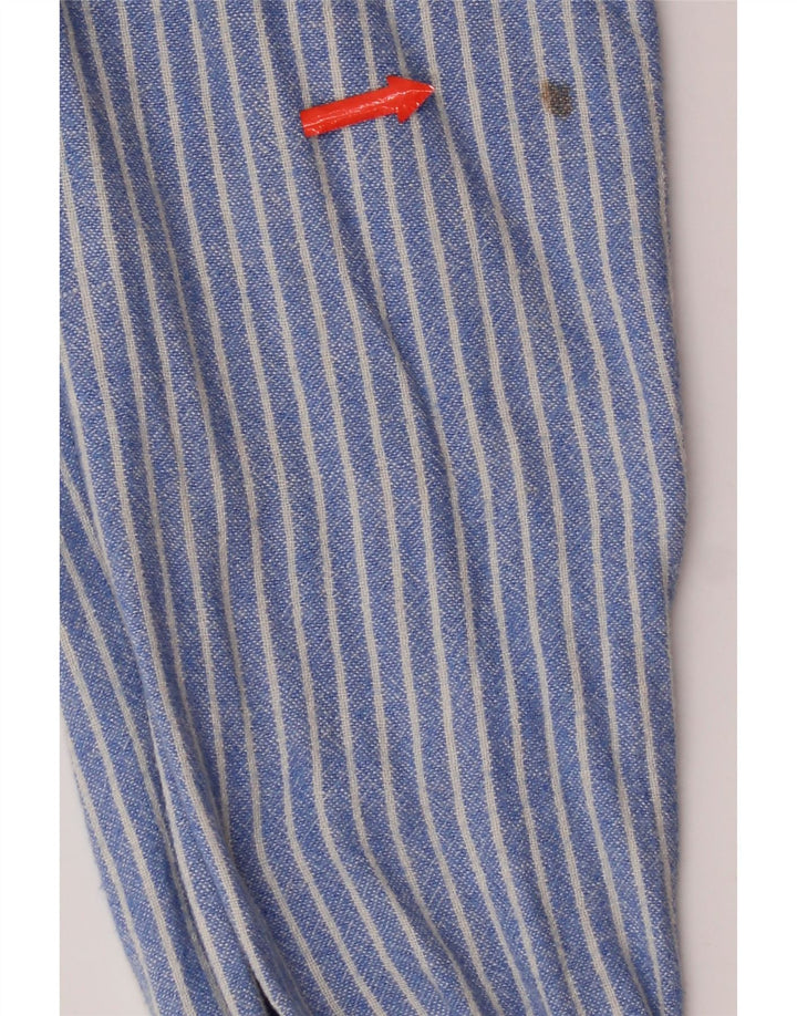 Camisa masculina Crew Clothing de linho listrado azul médio