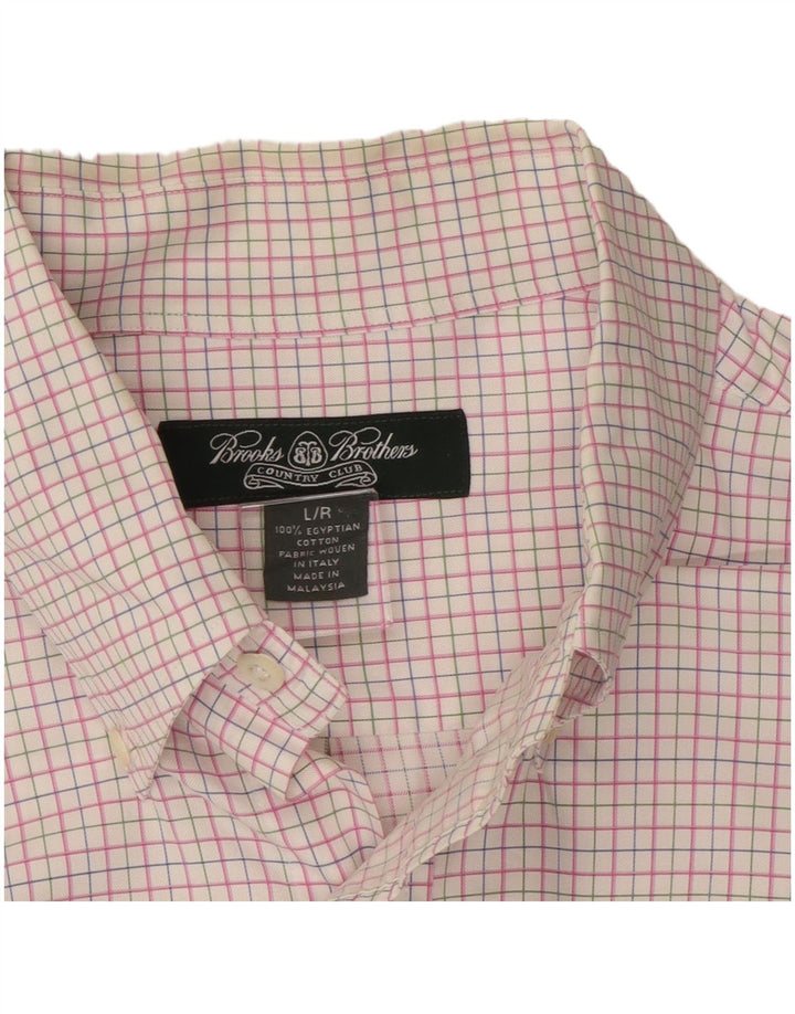 Camisa masculina BROOKS BROTHERS grande algodão xadrez rosa