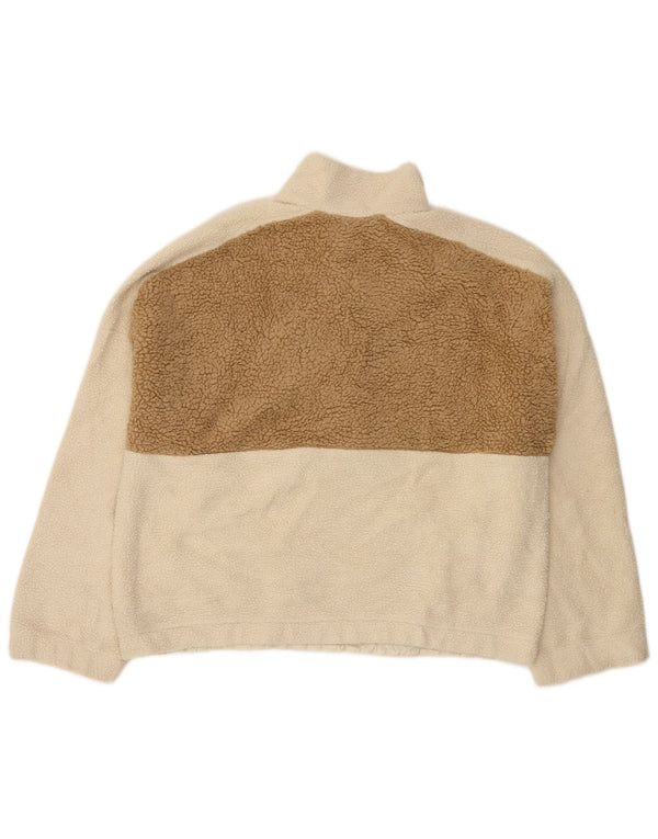 Suéter de lã feminino Columbia com gola redonda UK 18 XL branco colorblock