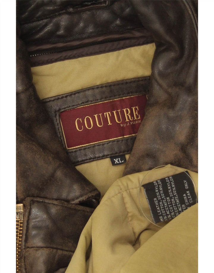 Jaqueta de couro masculina Couture UK 42 XL couro marrom