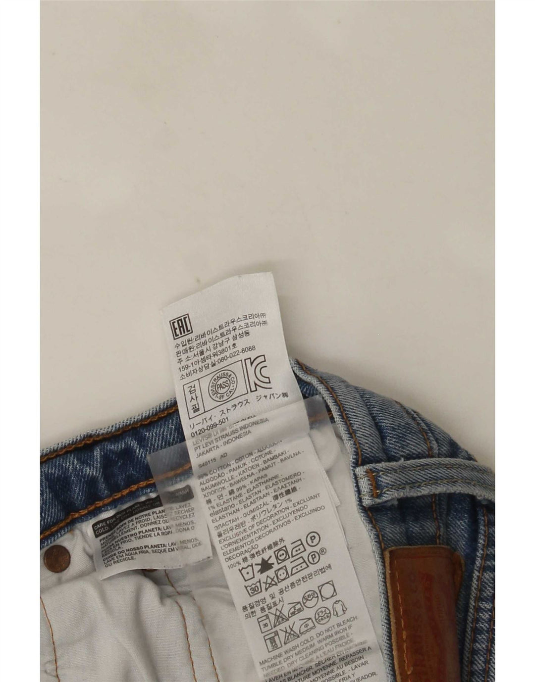 Calça jeans feminina Levi's 501 Distressed Straight W30 L30 Azul Algodão