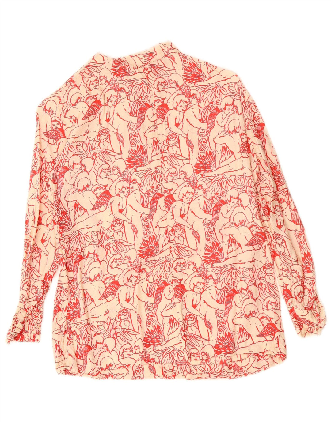 Blusa feminina VINTAGE com camisa gráfica UK 12 médio branco