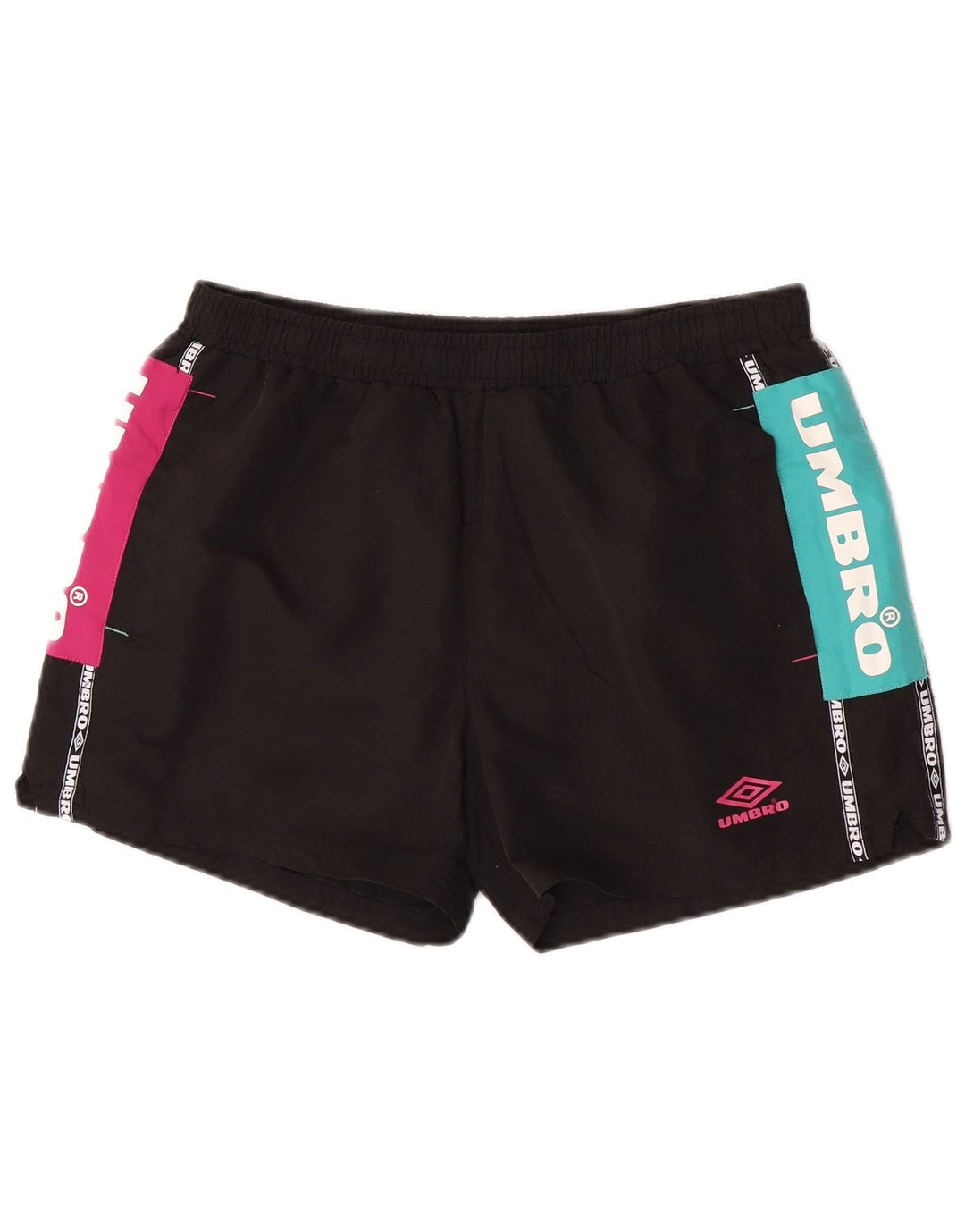 Umbro Mens Graphic Sport Shorts Médio Preto Colourblock Poliéster