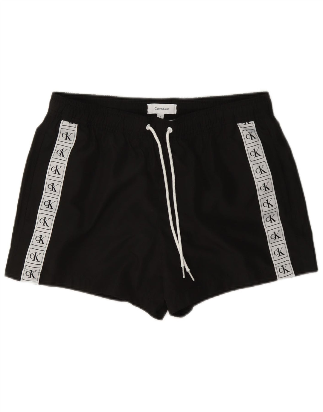 Calvin Klein Shorts de natação masculino gráfico pequeno preto colorblock poliéster