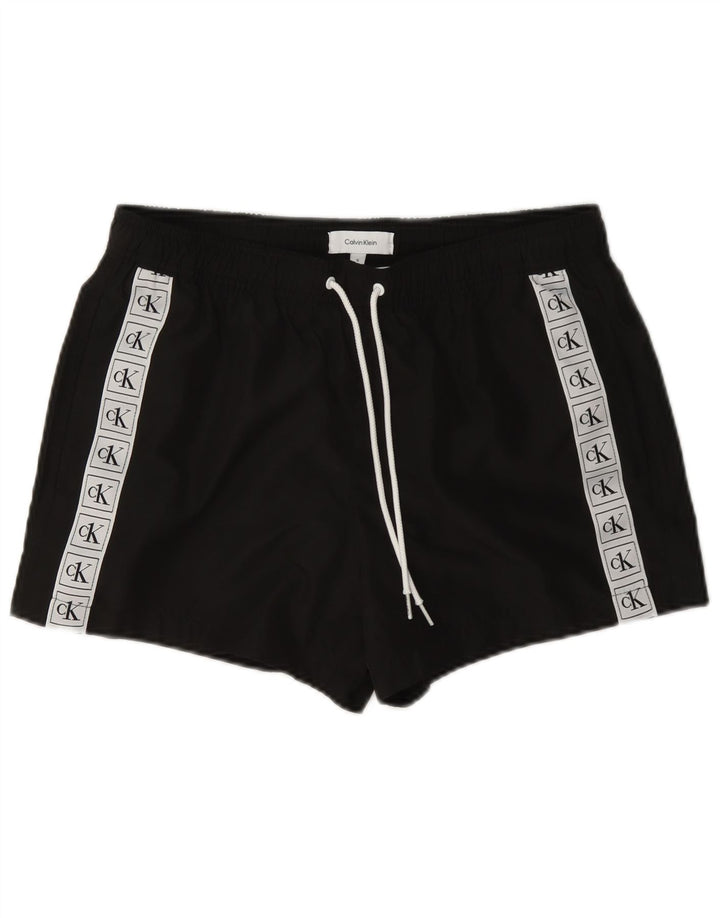 Calvin Klein Shorts de natação masculino gráfico pequeno preto colorblock poliéster