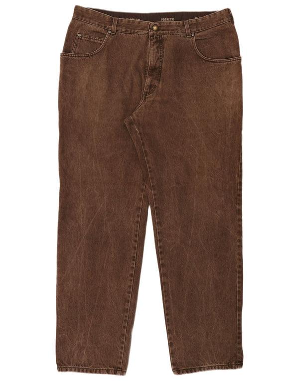 Jeans cônicos masculinos Pioneer W40 L34 algodão marrom