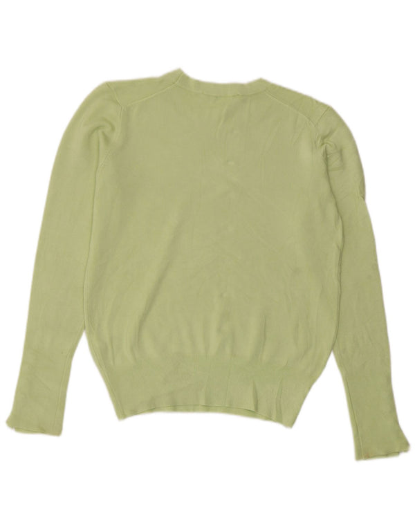 Zara Suéter feminino cropped com gola redonda Reino Unido 12 viscose verde médio